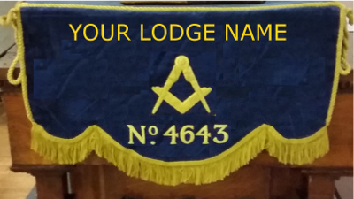 Craft Lodge Bible Cushion with 300mm Drape with Lodge Name & No. & Square and Compass Motif